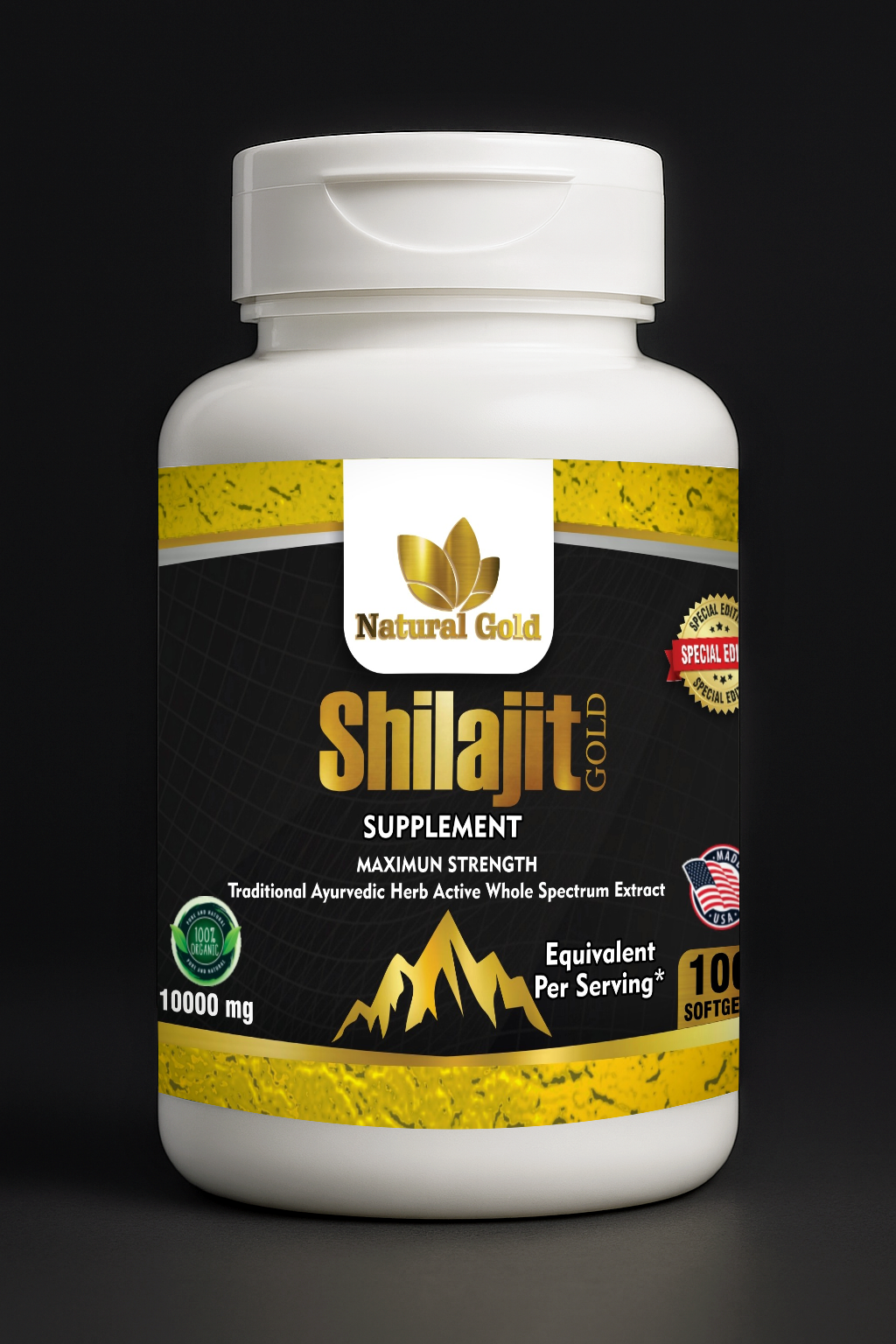 Natural Gold™ Shilajit Gold 10.000 mg Maximum Strength | 100 Softgels