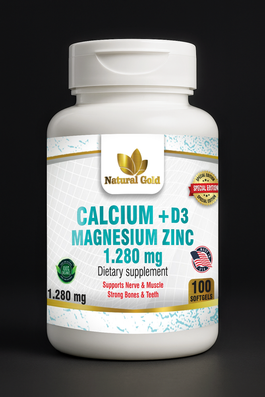 Natural Gold™ Calcium + D3 Magnesium Zinc 1.280 mg | 100 Softgels