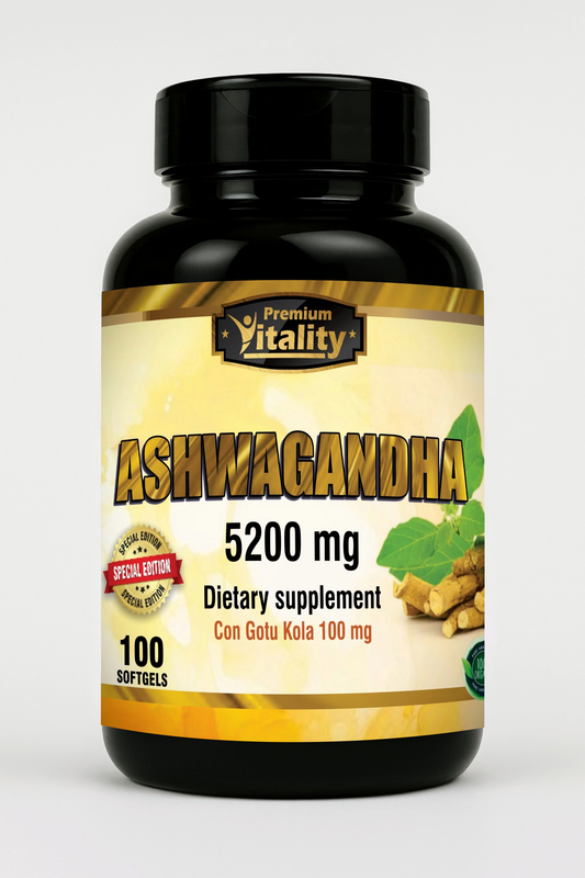 Premium Vitality® Ashwagandha 5200 mg + Gotu Kola 100 mg | 100 Softgels