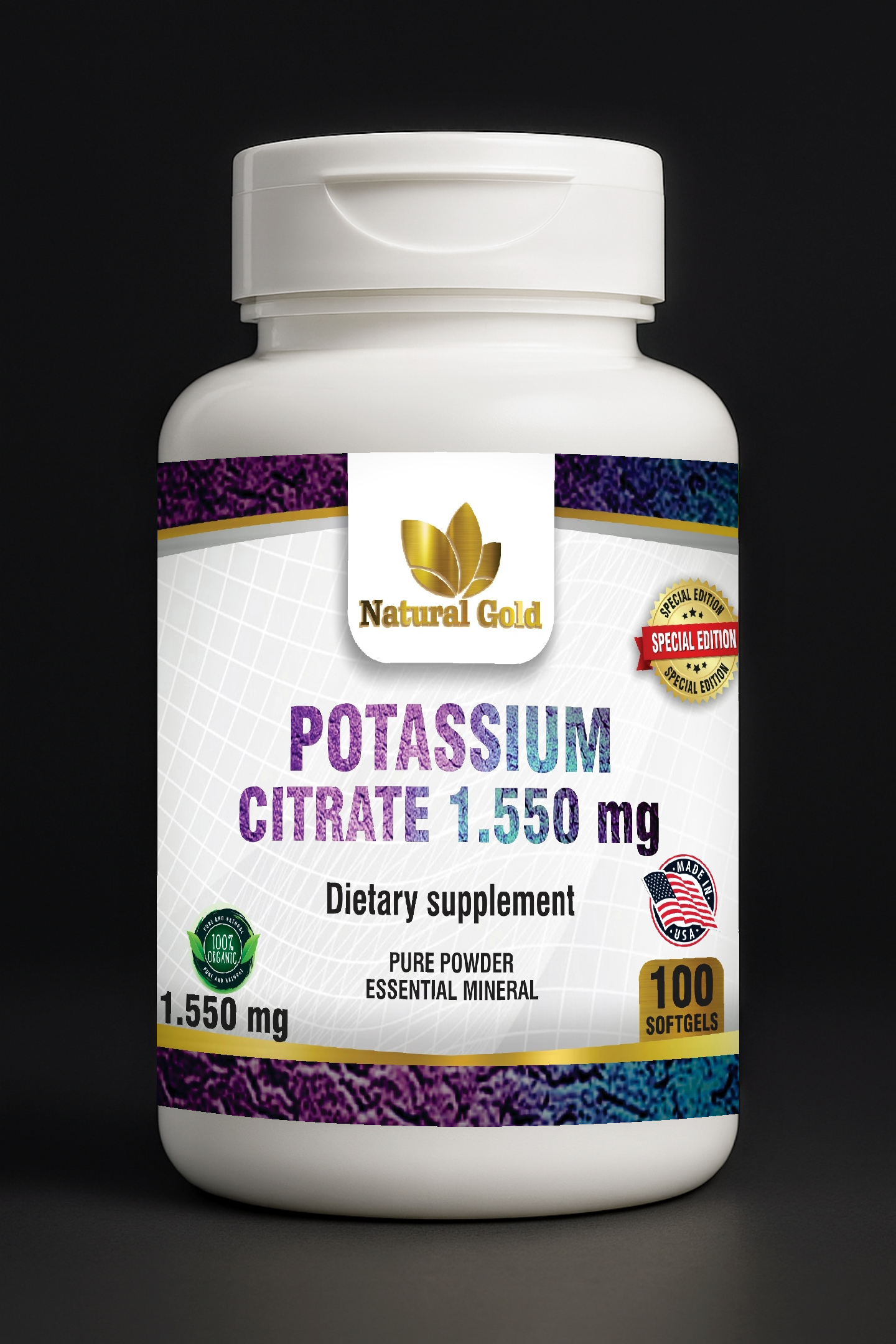 Natural Gold™ Potassium Citrate 1.550 mg | 100 Softgels